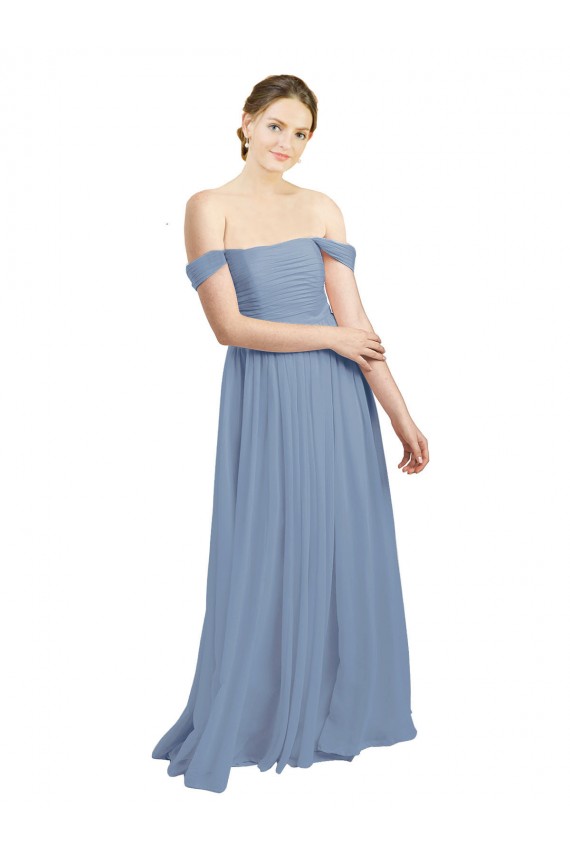 Open Back Sleeveless Off the Shoulder A-Line Soft Chiffon Formal Dress / Bridesmaid Dress Worcester