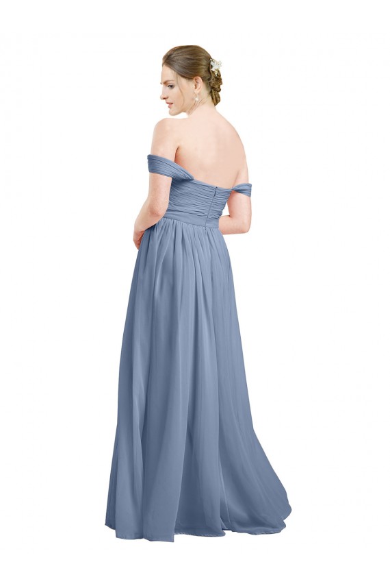 Open Back Sleeveless Off the Shoulder A-Line Soft Chiffon Formal Dress / Bridesmaid Dress Worcester
