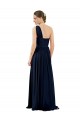 Dark Navy Sleeveless One Shoulder A-Line Chiffon Bridal Party Dress / Evening Dress Worcester