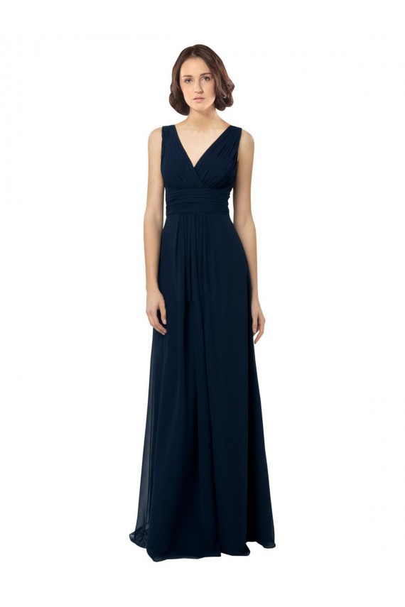 V-Back Sleeveless V-Neck A-Line Chiffon Bridal Party Dress Worcester