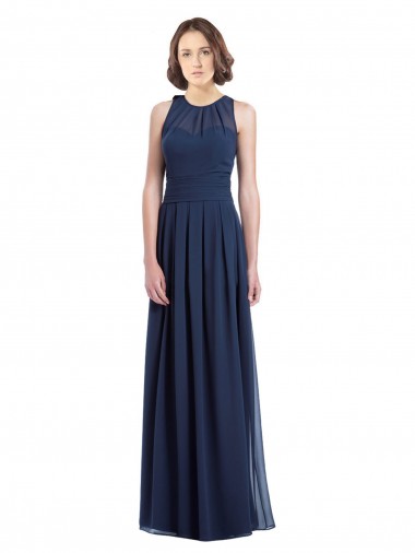 Keyhole Back Sleeveless Halter Neck A-Line Chiffon Bridesmaid Dress Worcester