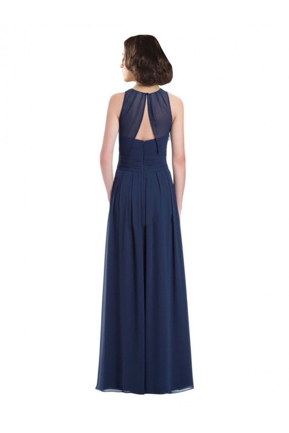 Keyhole Back Sleeveless Halter Neck A-Line Chiffon Bridesmaid Dress Worcester
