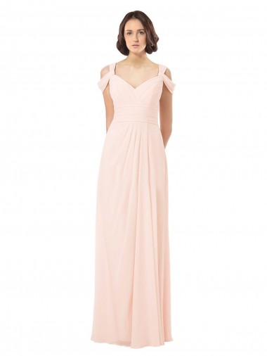 Keyhole Back Sleeveless Off the Shoulder A-Line Chiffon Bridesmaid Dress / Evening Dress Worcester