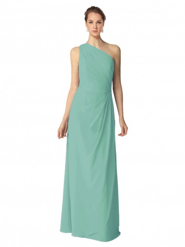 Jade Sleeveless One Shoulder A-Line Soft Chiffon Bridesmaid Dress Worcester