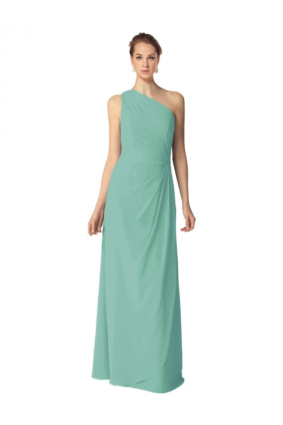 Jade Sleeveless One Shoulder A-Line Soft Chiffon Bridesmaid Dress Worcester