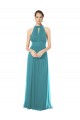 Keyhole Back Hunter Sleeveless Halter Neck A-Line Soft Chiffon Bridesmaid Dress Worcester