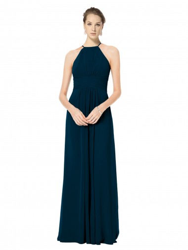 Midnight Green Sleeveless Spaghetti Straps A-Line Soft Chiffon Bridesmaid Dress Worcester