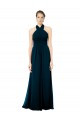 Open Back Midnight Green Sleeveless Halter Neck A-Line Soft Chiffon Formal Dress / Bridesmaid Dress Worcester