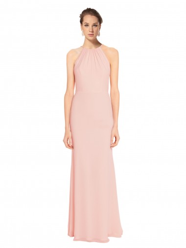 Pink Sleeveless Spaghetti Straps A-Line Chiffon Bridesmaid Dress Worcester