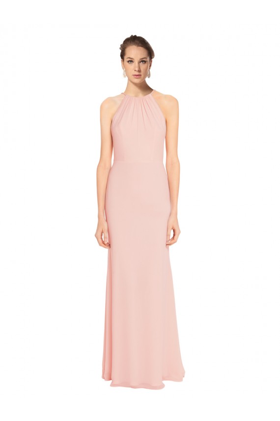 Pink Sleeveless Spaghetti Straps A-Line Chiffon Bridesmaid Dress Worcester