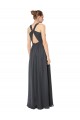 Keyhole Back Stormy Silver Sleeveless Halter Neck A-Line Soft Chiffon Bridesmaid Dress Worcester