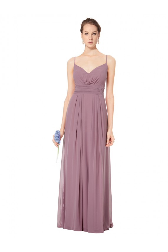 Open Back Sleeveless Spaghetti Straps A-Line Soft Chiffon Bridesmaid Gowns Worcester
