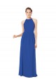 Keyhole Back Royal Blue Sleeveless Halter Neck A-Line Chiffon Bridesmaid Dress / Evening Dress Worcester