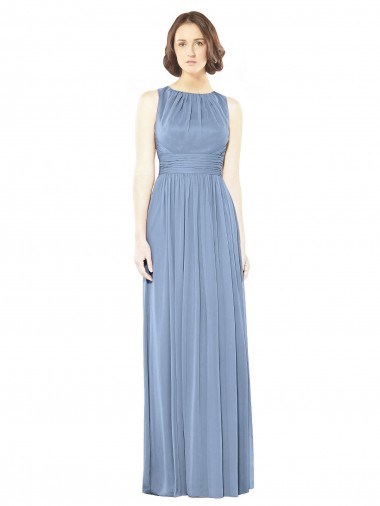 Open Back Sleeveless Bateau Neck A-Line Soft Chiffon Bridesmaid Dress Worcester