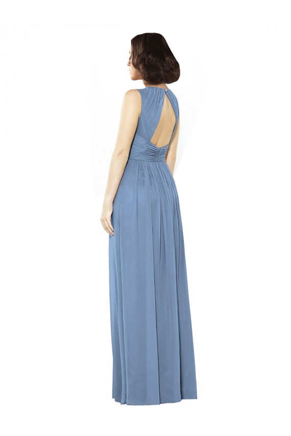 Open Back Sleeveless Bateau Neck A-Line Soft Chiffon Bridesmaid Dress Worcester