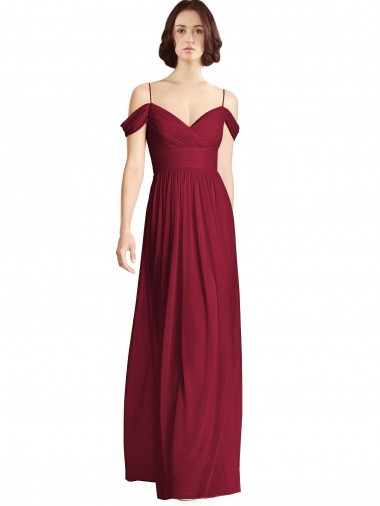 Sleeveless Off the Shoulder A-Line Soft Chiffon Bridesmaid Dresses Worcester