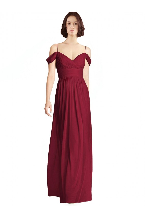Sleeveless Off the Shoulder A-Line Soft Chiffon Bridesmaid Dresses Worcester
