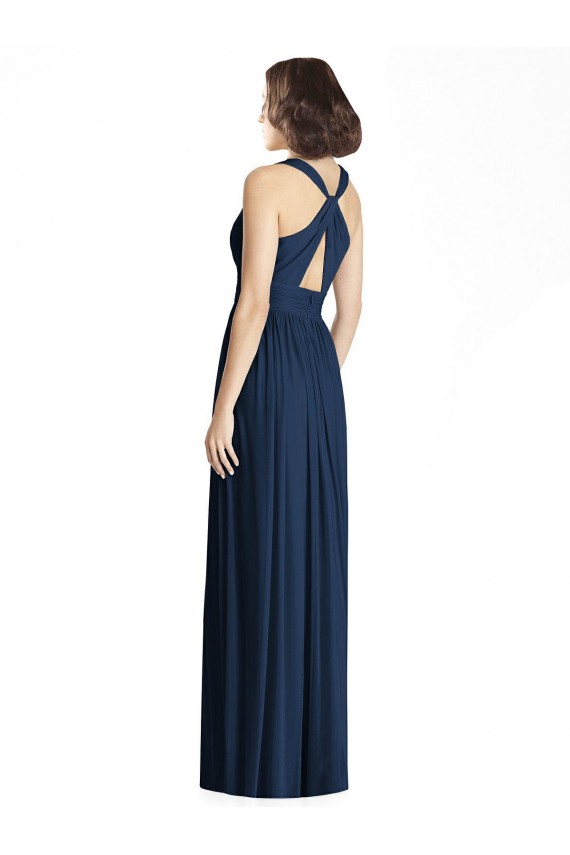 Dark Navy Sleeveless V-Neck A-Line Chiffon Bridesmaid Dress Worcester