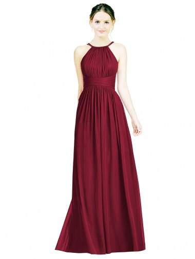 Open Back Sleeveless Halter Neck A-Line Chiffon Formal Dress / Bridesmaid Dress Worcester