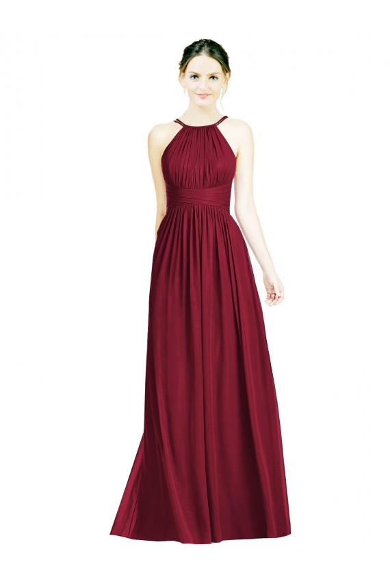 Open Back Sleeveless Halter Neck A-Line Chiffon Formal Dress / Bridesmaid Dress Worcester