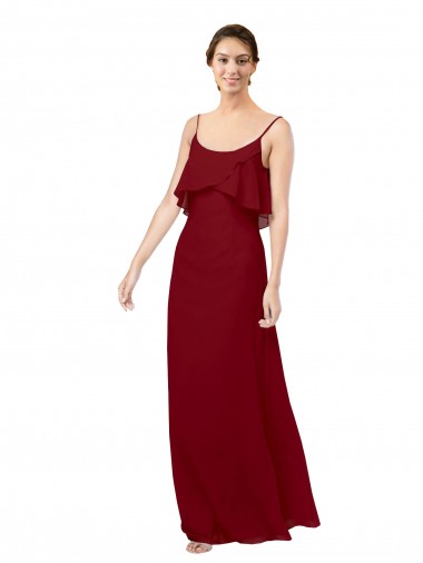 V-Back Sleeveless Scoop Neck Sheath Soft Chiffon Bridesmaid Dress Worcester