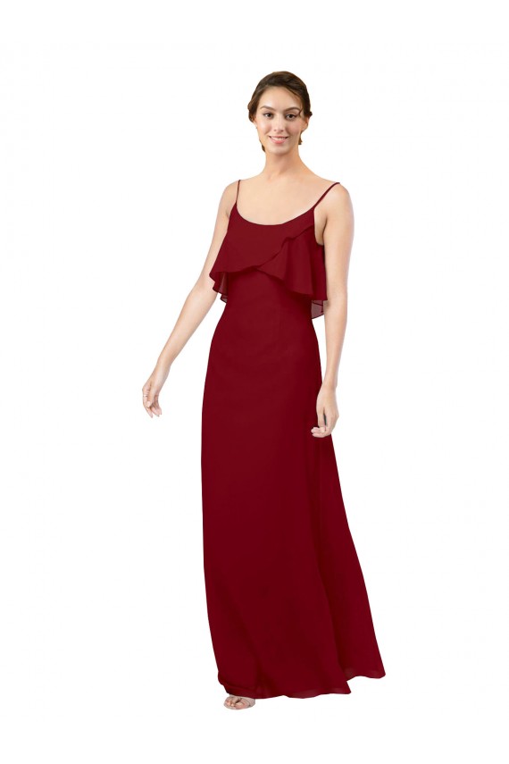 V-Back Sleeveless Scoop Neck Sheath Soft Chiffon Bridesmaid Dress Worcester