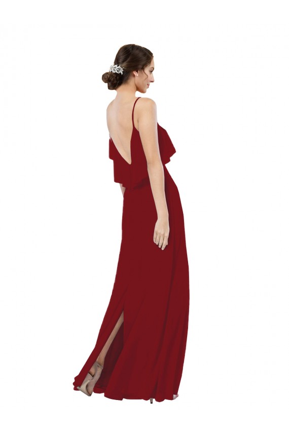 V-Back Sleeveless Scoop Neck Sheath Soft Chiffon Bridesmaid Dress Worcester