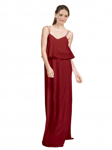 Criss Cross Open Back Sleeveless Spaghetti Straps A-Line Chiffon Bridesmaid Dress Worcester