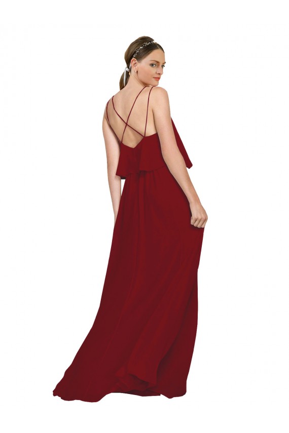 Criss Cross Open Back Sleeveless Spaghetti Straps A-Line Chiffon Bridesmaid Dress Worcester