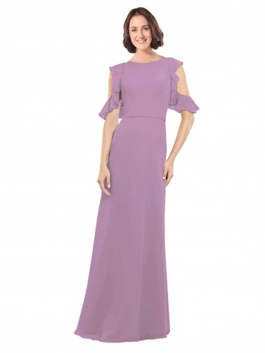 Criss Cross Back Cold Shoulder High Neck A-Line Soft Chiffon Bridesmaid Dresses Worcester