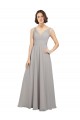 V-Back Oyster Silver Sleeveless V-Neck A-Line Soft Chiffon Bridesmaid Dress Worcester