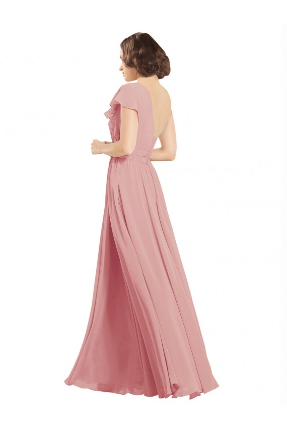 Bliss Pink Sleeveless One Shoulder A-Line Chiffon Bridesmaid Dress / Evening Dress Worcester