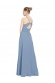 V-Back Dusty Blue Sleeveless V-Neck A-Line Soft Chiffon Evening Dress / Bridesmaid Dress Worcester