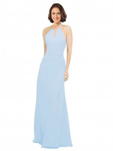Sleeveless Halter Neck A-Line Soft Chiffon Wedding Party Dress Worcester