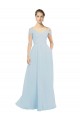 Sea Glass Sleeveless Off the Shoulder A-Line Soft Chiffon Evening Dress / Bridesmaid Dress Worcester