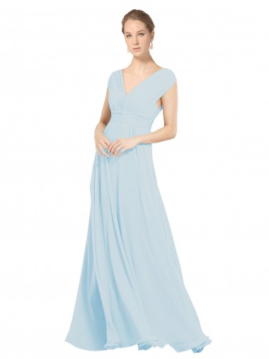 Sea Glass Sleeveless V-Neck A-Line Soft Chiffon Bridesmaid Dress Worcester
