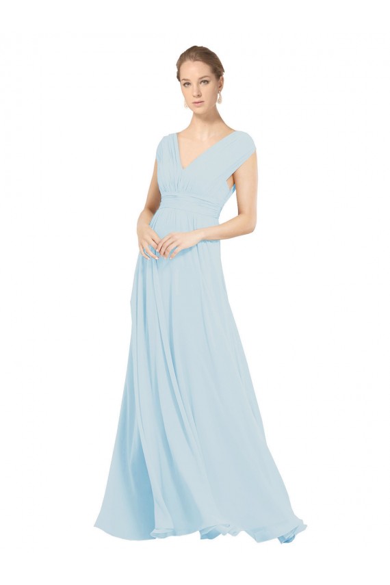 Sea Glass Sleeveless V-Neck A-Line Soft Chiffon Bridesmaid Dress Worcester