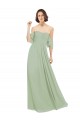 Smoke Green Cold Shoulder Off the Shoulder A-Line Soft Chiffon Bridesmaid Dress Worcester