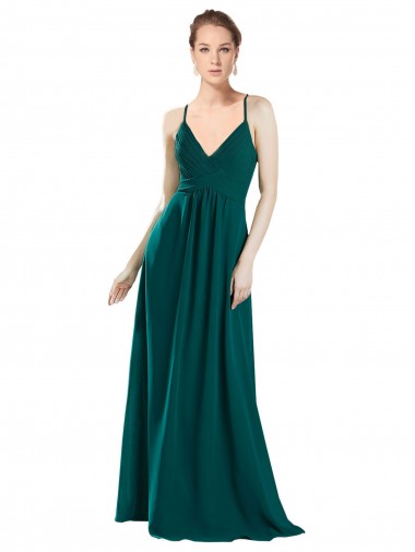 Keyhole Back Sleeveless V-Neck A-Line Chiffon Bridesmaid Dress / Evening Dress Worcester
