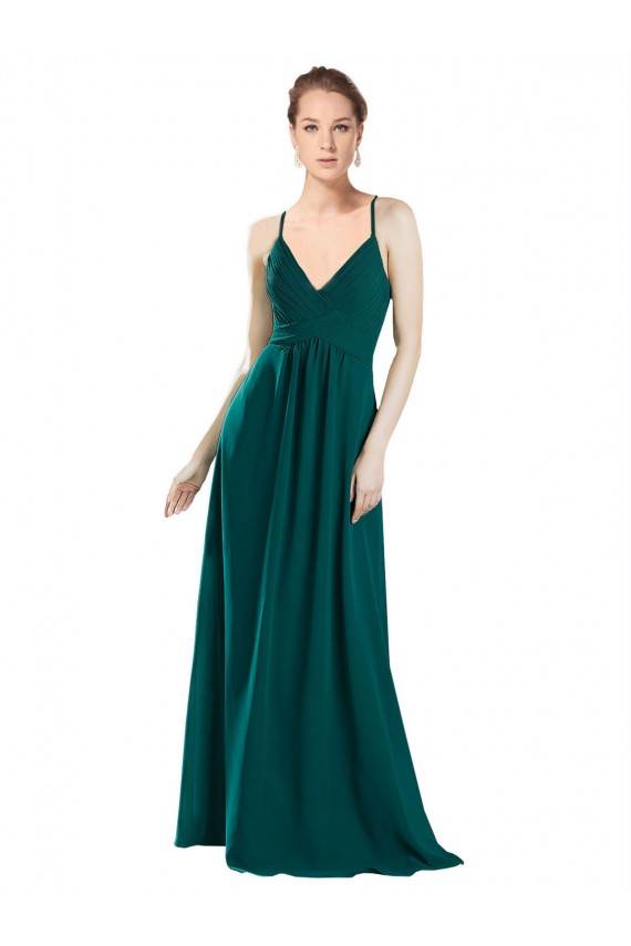 Keyhole Back Sleeveless V-Neck A-Line Chiffon Bridesmaid Dress / Evening Dress Worcester