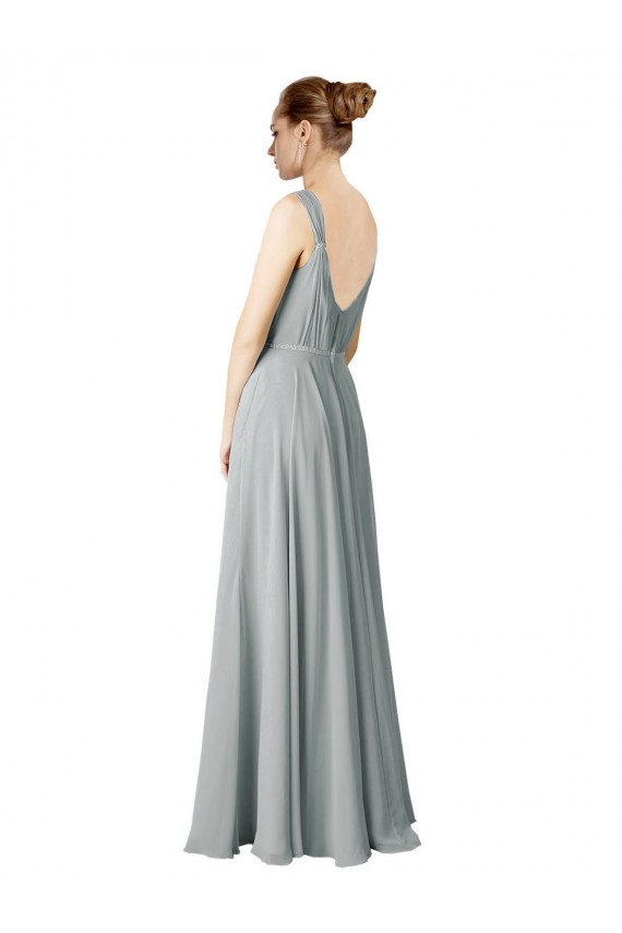 Silver Sleeveless V-Neck A-Line Chiffon Bridesmaid Dress / Evening Dress Worcester
