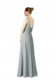 Silver Sleeveless V-Neck A-Line Chiffon Bridesmaid Dress / Evening Dress Worcester