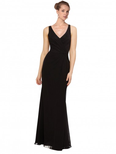 Sleeveless V-Neck Sheath Soft Chiffon Bridesmaid Gown Worcester