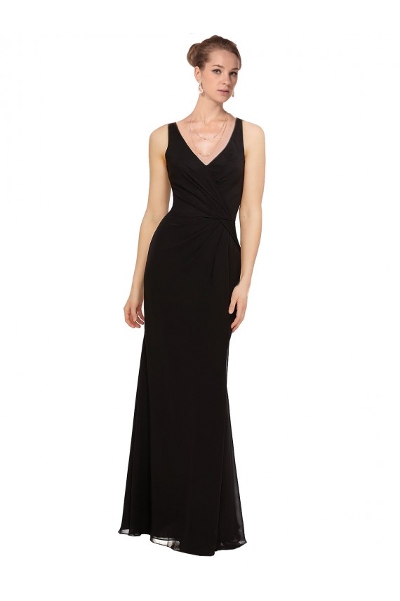 Sleeveless V-Neck Sheath Soft Chiffon Bridesmaid Gown Worcester