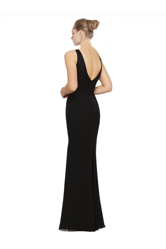 Sleeveless V-Neck Sheath Soft Chiffon Bridesmaid Gown Worcester