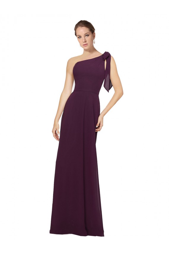 Sleeveless One Shoulder A-Line Soft Chiffon Bridesmaid Dresses Worcester