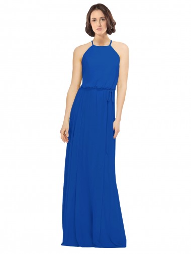 Sleeveless Jewel Neck A-Line Soft Chiffon Bridal Party Dress Worcester