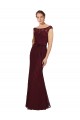 Cap Sleeves Bateau Neck Sheath Soft Chiffon Bridesmaid Dress Worcester