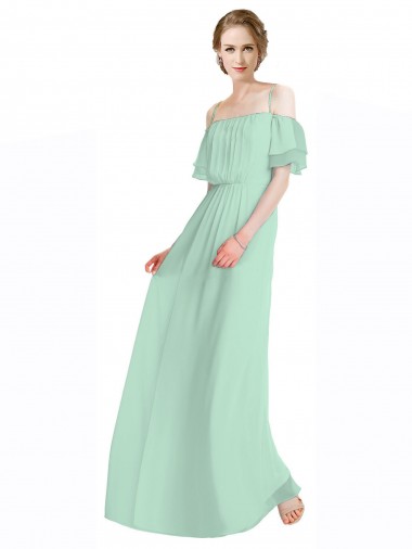 Mint Green Sleeveless Off the Shoulder A-Line Soft Chiffon Bridesmaid Dress Worcester