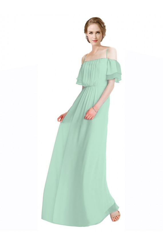 Mint Green Sleeveless Off the Shoulder A-Line Soft Chiffon Bridesmaid Dress Worcester
